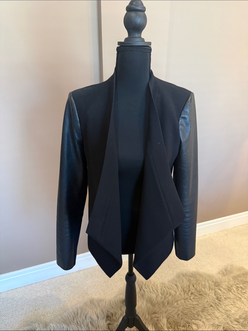 BCBGMaxAzria Black Draped Open-Front Jacket